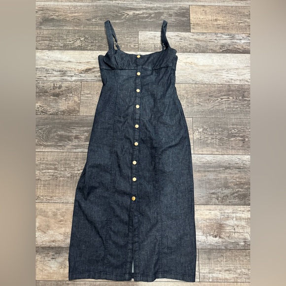 Zara Black Denim Midi Dress - Picture 6 of 9